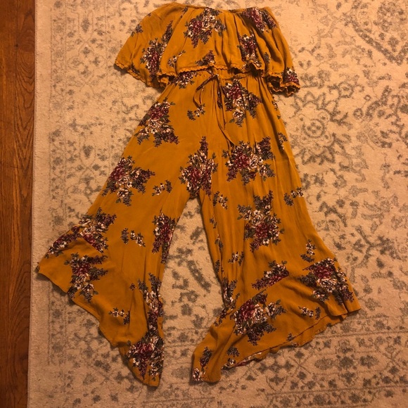 Buckle Pants - Mustard/floral casual jumpsuit
